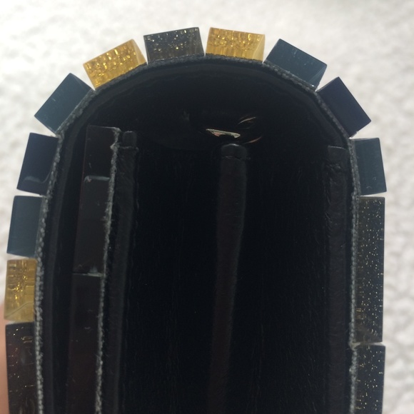 Jimmy Choo Sweetie Black Gold and Silver Acrylic Glitter Clutch - Picture 10 of 16